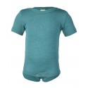 ENGEL - Bio Baby Body kurzarm, Wolle/Seide, eisvogel