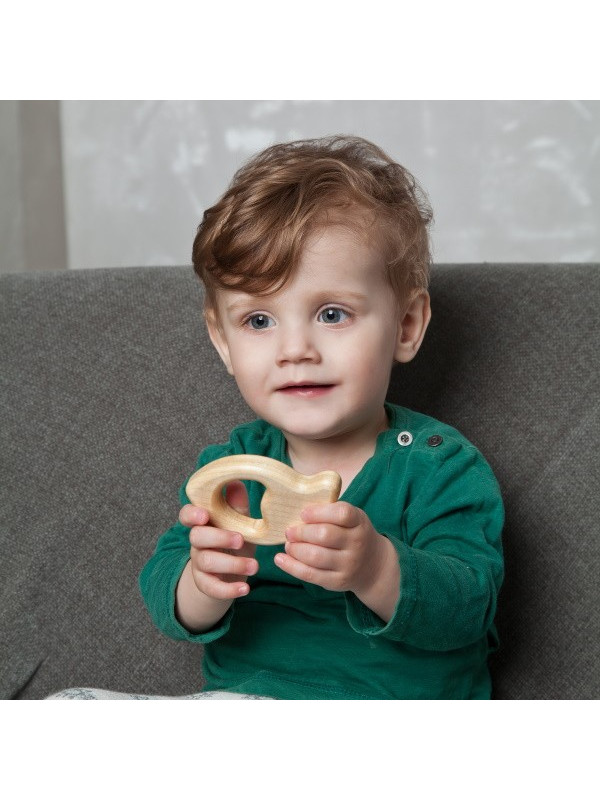 Grünspecht Naturprodukte - Baby Holz Edelsteinrassel Fisch