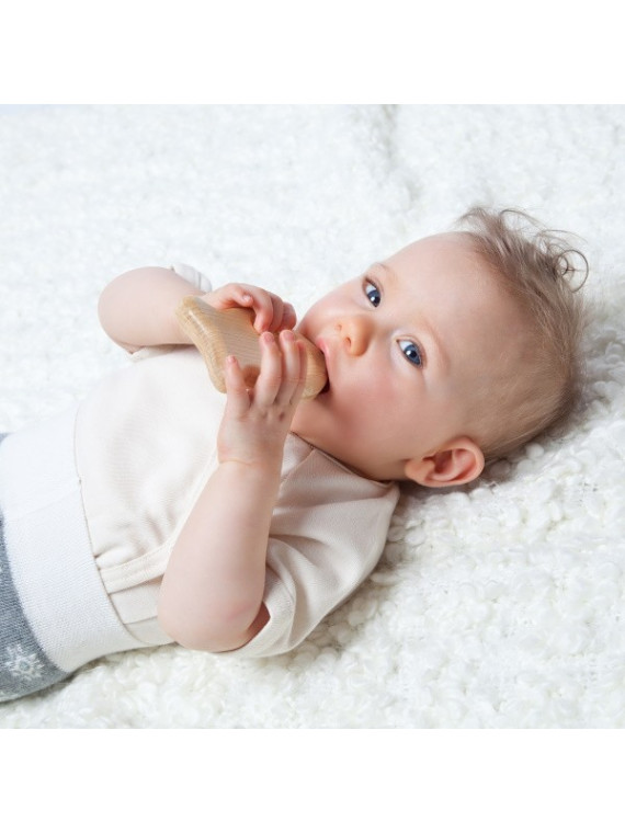 Grünspecht Naturprodukte - Baby Holz Edelsteinrassel Fisch