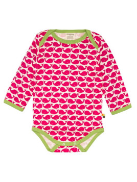loud + proud - Bio Baby Body langarm mit Wal-Druck, rosenrot