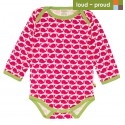 loud + proud - Bio Baby Body langarm mit Wal-Druck, rosenrot