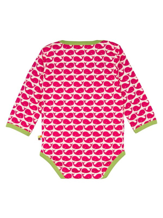 loud + proud - Bio Baby Body langarm mit Wal-Druck, rosenrot