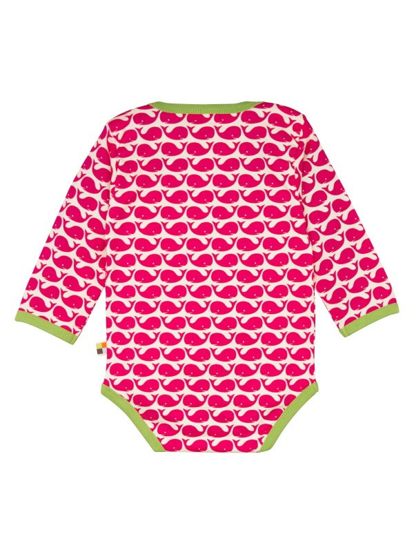 loud + proud - Bio Baby Body langarm mit Wal-Druck, rosenrot