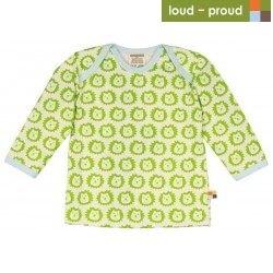 loud + proud - Bio Baby Langarmshirt mit Löwen-Druck, limette