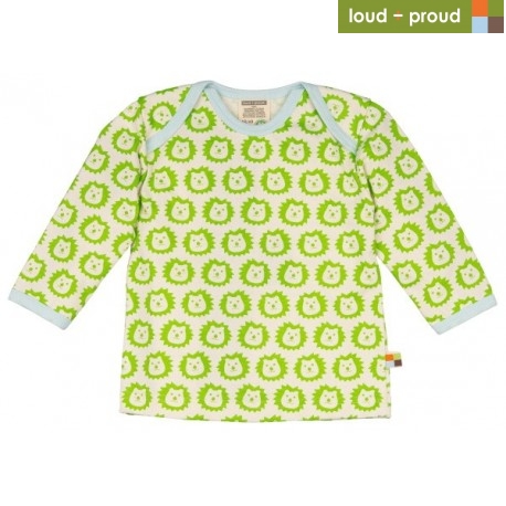 loud + proud - Bio Baby Langarmshirt mit Löwen-Druck, limette