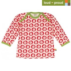 loud + proud - Bio Kinder Langarmshirt mit Löwen-Druck, rot