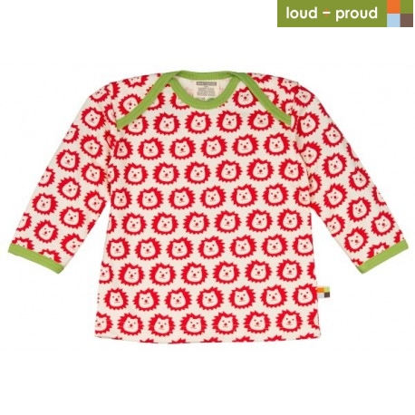 loud + proud - Bio Baby Langarmshirt mit Löwen-Druck, rot