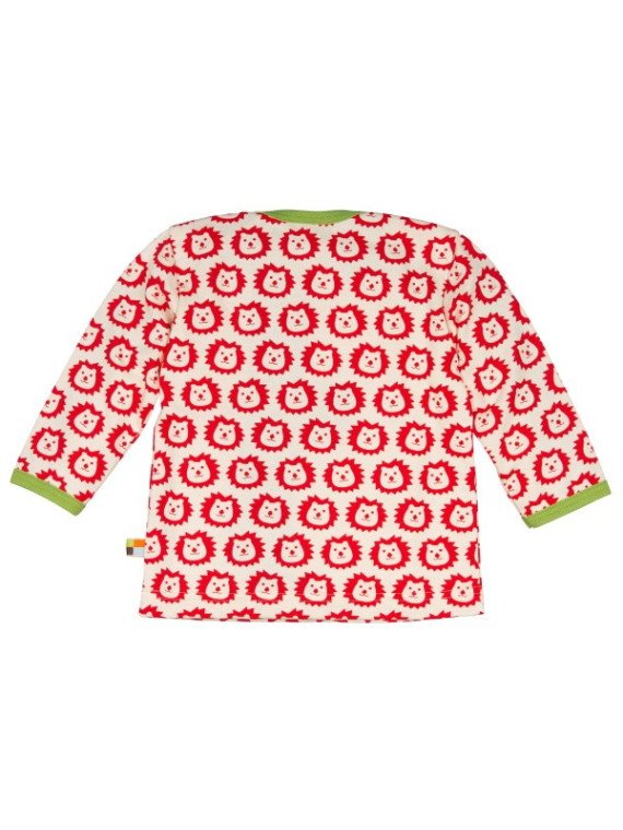 loud + proud - Bio Baby Langarmshirt mit Löwen-Druck, rot