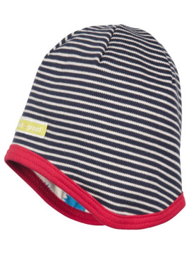 loud + proud - Bio Kinder Wende Mütze mit Streifen und Igel-Druck, navy