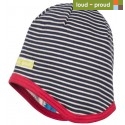 loud + proud - Bio Kinder Wende Mütze mit Streifen und Igel-Druck, navy