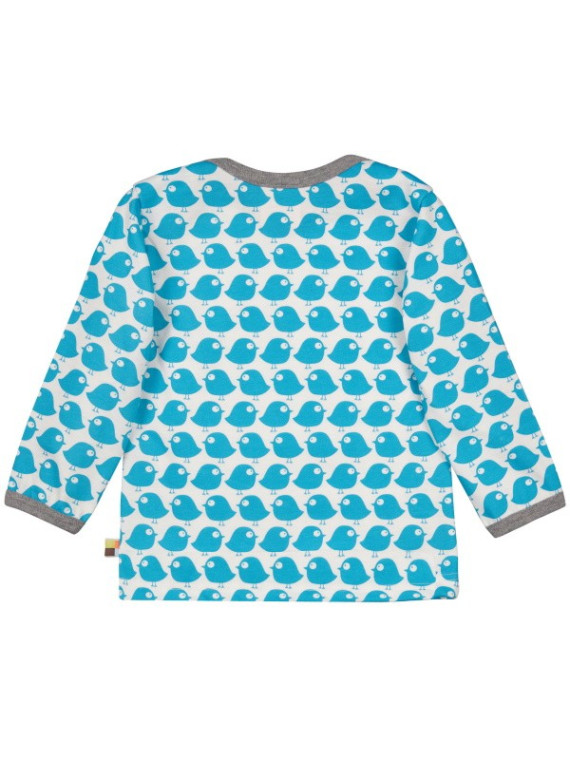 loud + proud - Bio Baby Langarmshirt mit Vogel-Druck, petrol