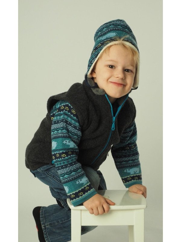 Reiff - Bio Kinder Fleece Weste, Wolle, anthrazit