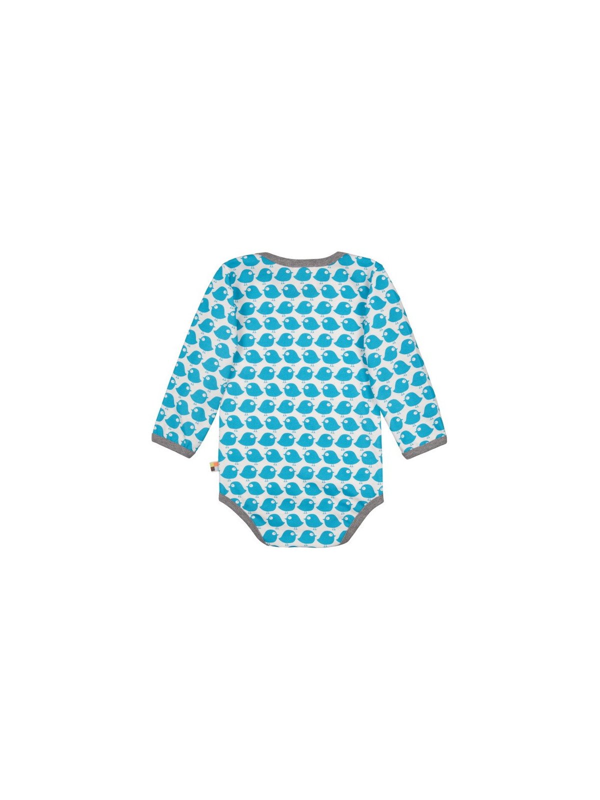 loud + proud - Bio Baby Body langarm mit Vogel-Druck, petrol