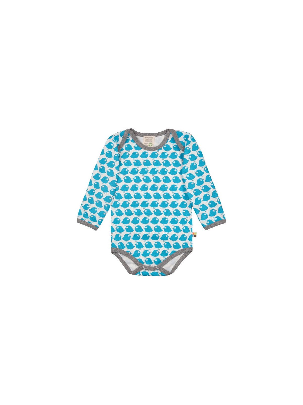loud + proud - Bio Baby Body langarm mit Vogel-Druck, petrol