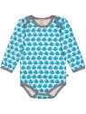 loud + proud - Bio Baby Body langarm mit Vogel-Druck, petrol
