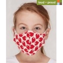 loud + proud - Bio Kinder Mund- und Nasenmaske mit Vogel-Druck, rot