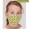 loud + proud - Bio Kinder Mund- und Nasenmaske mit Wal-Druck, grün