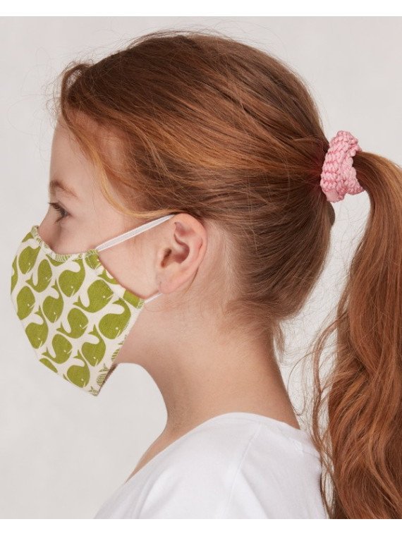 loud + proud - Bio Kinder Mund- und Nasenmaske mit Wal-Druck, grün