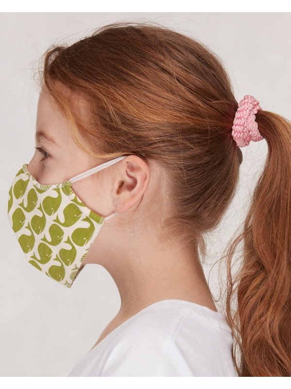 loud + proud - Bio Kinder Mund- und Nasenmaske mit Wal-Druck, grün