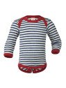 ENGEL - Bio Baby Body langarm gestreift, Wolle, blau/natur