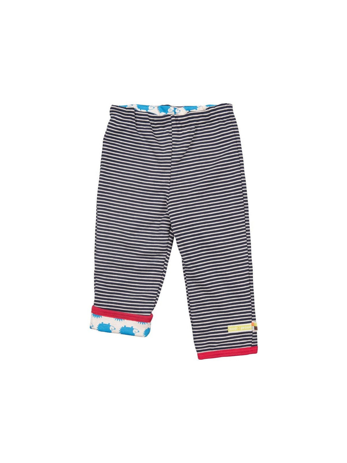 loud + proud - Bio Baby Wende Sweathose mit Streifen und Igel-Motiv, navy