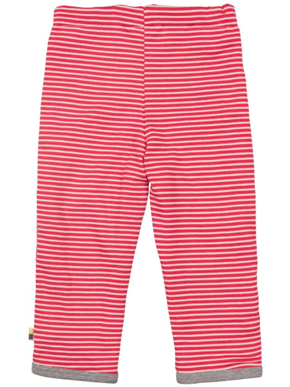 loud + proud - Bio Baby Wende Sweathose mit Streifen und Affen-Motiv, tomato