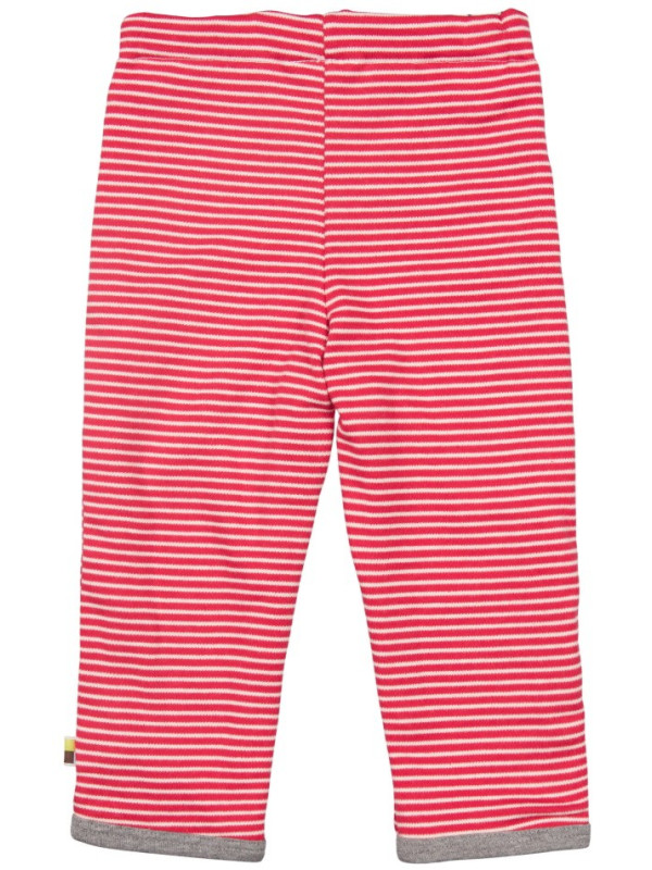 loud + proud - Bio Baby Wende Sweathose mit Streifen und Affen-Motiv, tomato
