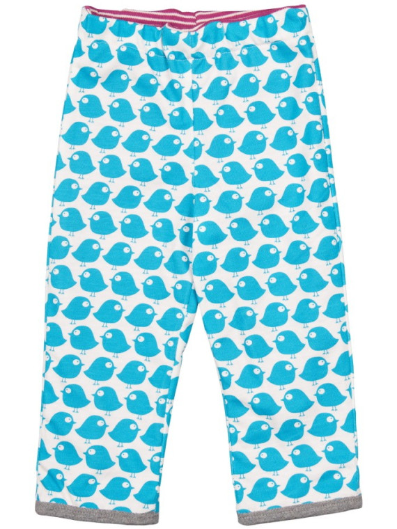 loud + proud - Bio Baby Wende Sweathose mit Streifen und Vogel-Motiv, orchidee