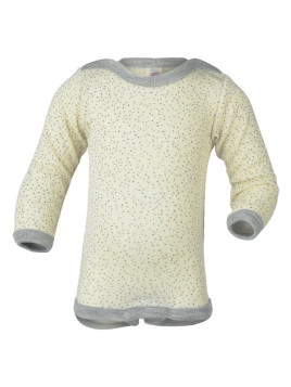 ENGEL - Bio Baby Body langarm mit Punkten, Wolle/Seide, natur