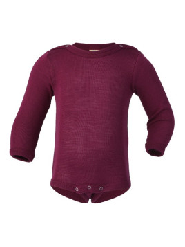 ENGEL - Bio Baby Body langarm, Wolle/Seide, orchidee