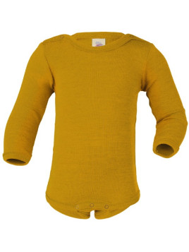 ENGEL - Bio Baby Body langarm, Wolle/Seide, safran