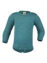 ENGEL - Bio Baby Body langarm, Wolle/Seide, eisvogel