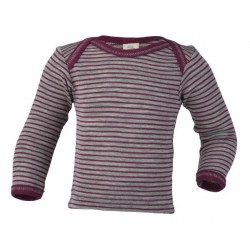 ENGEL - Bio Baby Schlupfhemd langarm gestreift, Wolle/Seide, hellgrau/orchidee