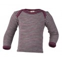 ENGEL - Bio Baby Schlupfhemd langarm gestreift, Wolle/Seide, hellgrau/orchidee