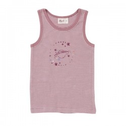 People Wear Organic - Bio Kinder Unterhemd mit Streifen und Weltraum-Druck, rosa