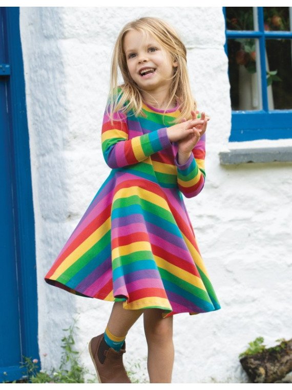 frugi - Bio Kinder Jersey Kleid "Sofia" Regenbogen
