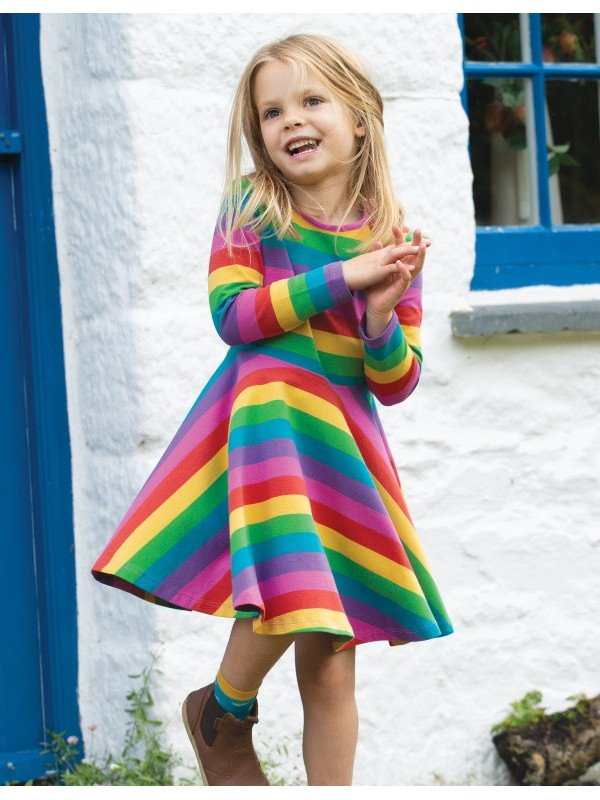 frugi - Bio Kinder Jersey Kleid "Sofia" Regenbogen