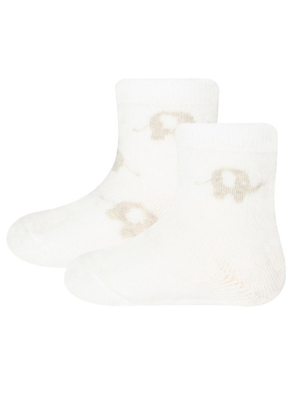 Ewers - Bio Baby Socken Doppelpack mit Elefanten-Motiv, beige