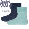 Ewers - Bio Baby Flausch Socken Doppelpack, blau