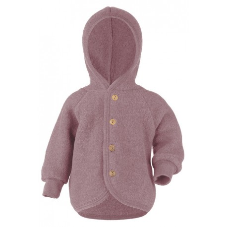 ENGEL - Bio Baby Fleece Jacke mit Kapuze, Wolle, rosenholz