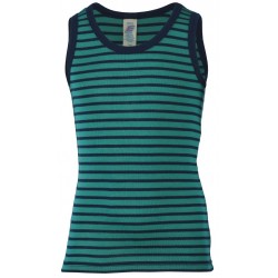 ENGEL - Bio Kinder Unterhemd gestreift, Wolle/Seide, eisvogel/marine