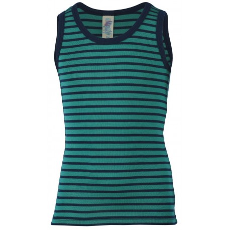 ENGEL - Bio Kinder Unterhemd gestreift, Wolle/Seide, eisvogel/marine