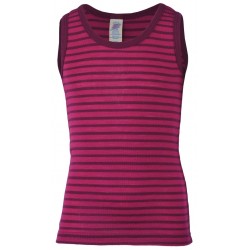 ENGEL - Bio Kinder Unterhemd gestreift, Wolle/Seide, himbeere/orchidee