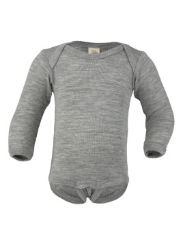 ENGEL - Bio Baby Body langarm, Wolle/Seide, hellgrau