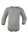 ENGEL - Bio Baby Body langarm, Wolle/Seide, hellgrau