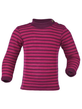 ENGEL - Baby Langarmshirt gestreift, Wolle/Seide, himbeere/orchidee