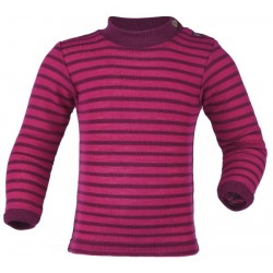 ENGEL - Baby Langarmshirt gestreift, Wolle/Seide, himbeere/orchidee