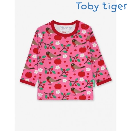 Toby tiger - Bio Baby Langarmshirt mit Rotkehlchen-Allover