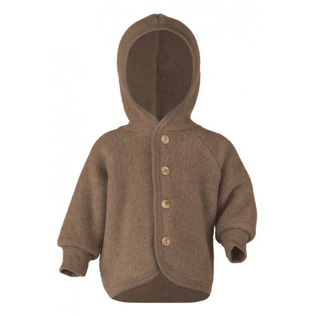 ENGEL - Bio Baby Fleece Jacke mit Kapuze, Wolle, walnuss