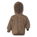 ENGEL - Bio Baby Fleece Jacke mit Kapuze, Wolle, walnuss